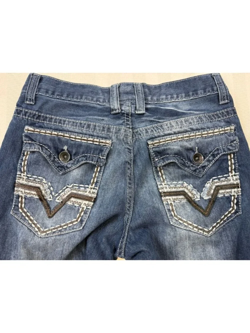 Helix Jeans Mens 29X30 Straight Leg Embroidered Y2K Cotton Grunge Goth Logo Flap
